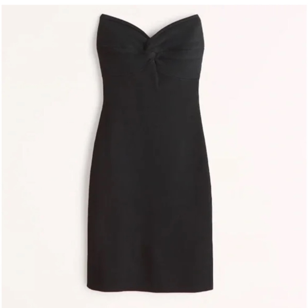 NEW Abercrombie Strapless Twist-Front Mini Sweater Dress in black - size XL